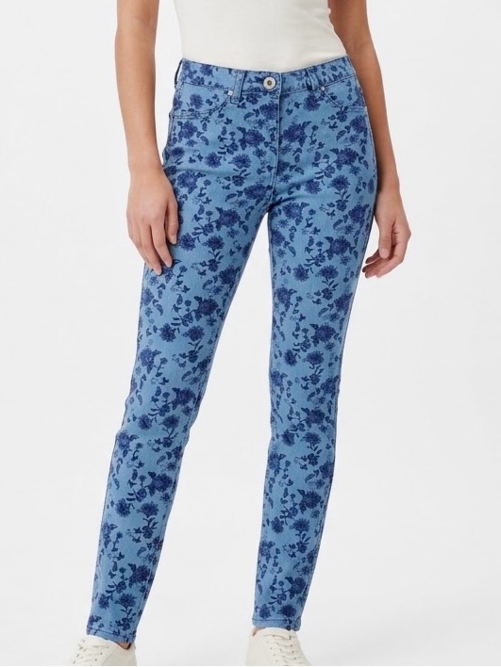 VOLCOM Railed Stretch Blue Floral Denim Legging Jeggings Skinny Jeans